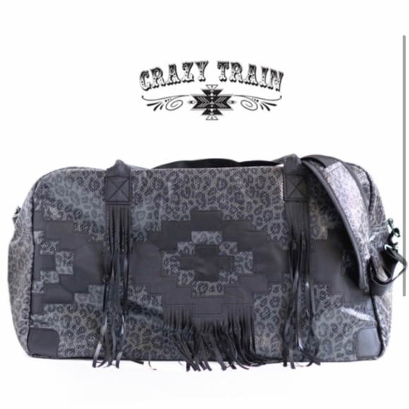 Crazy Train Duffle Bag - BLACK LEOPARD FRINGE - Picture 2 of 5